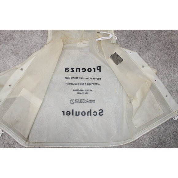 PROENZA SCHOULER Pocket Detail Rain Jacket Snap Clear Hooded Coat One Size OS - Picture 5 of 14